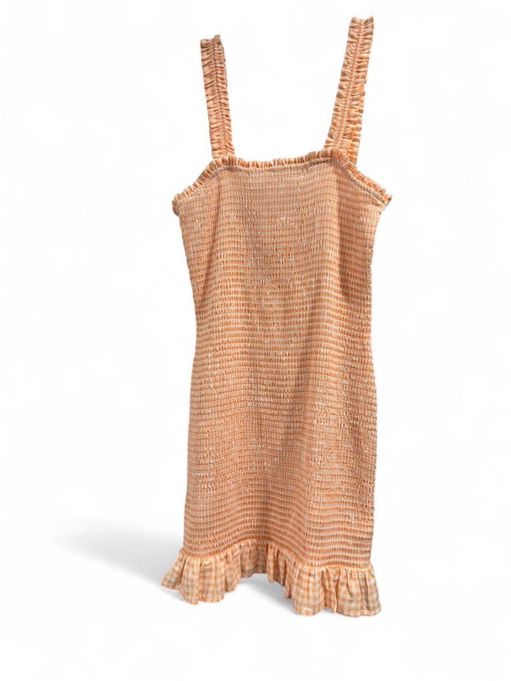 Girls' Peach Smocked Ruffle Strap Dress